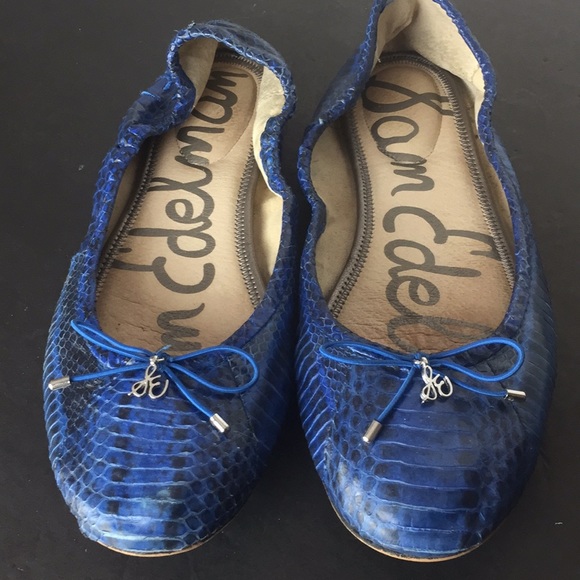 Sam Edelman Shoes - SAM EDELMAN BLUE SNAKESKIN PRINT BALLERINA FLATS